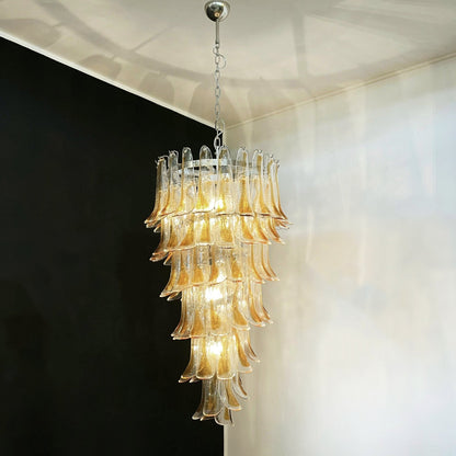 Elegant Marigold Glass Chandelier with Adjustable Height & LED Compati