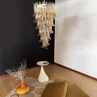 Elegant Marigold Glass Chandelier with Adjustable Height & LED Compati