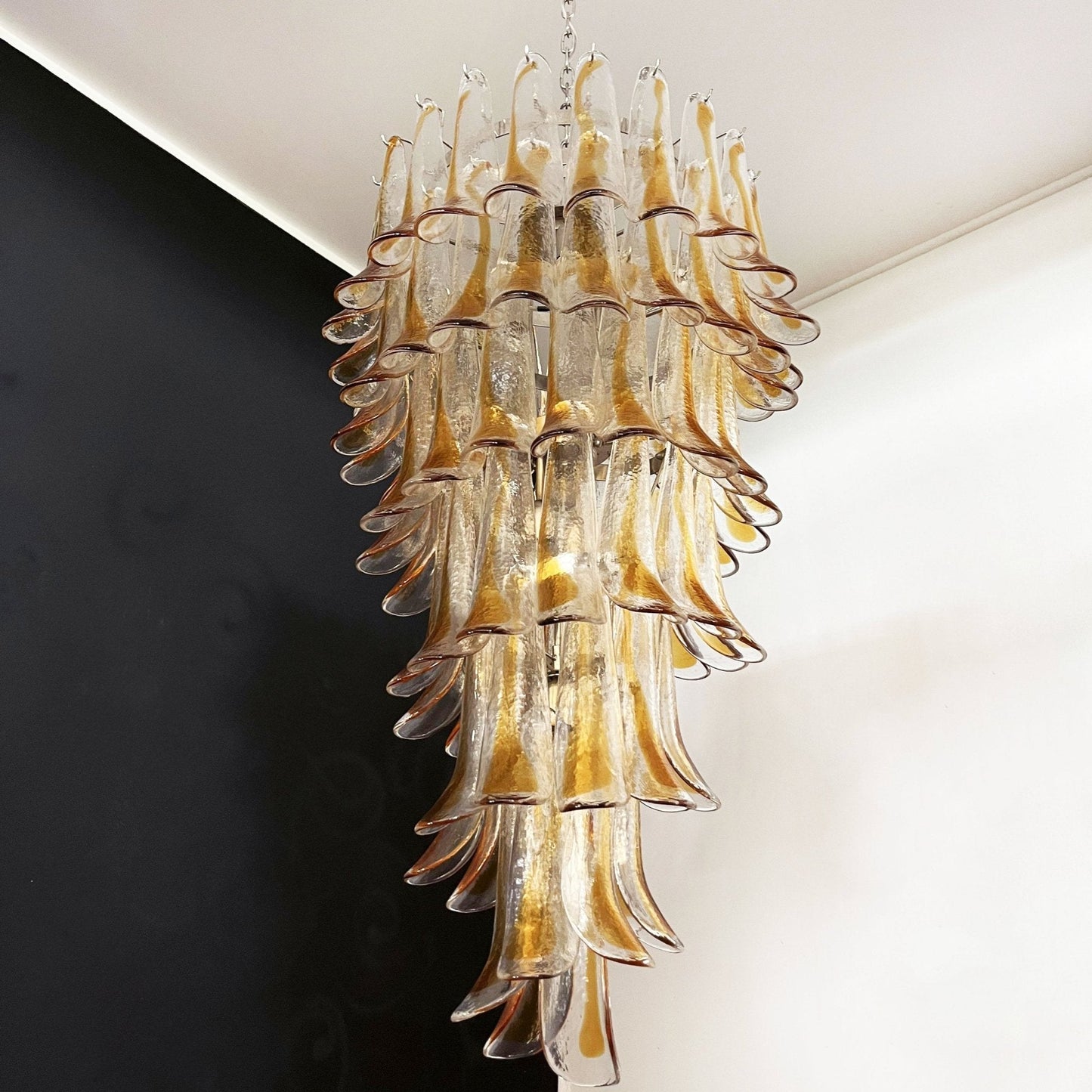 Elegant Marigold Glass Chandelier with Adjustable Height & LED Compati