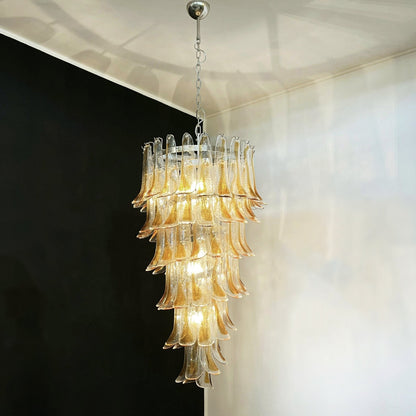 Elegant Marigold Glass Chandelier with Adjustable Height & LED Compati
