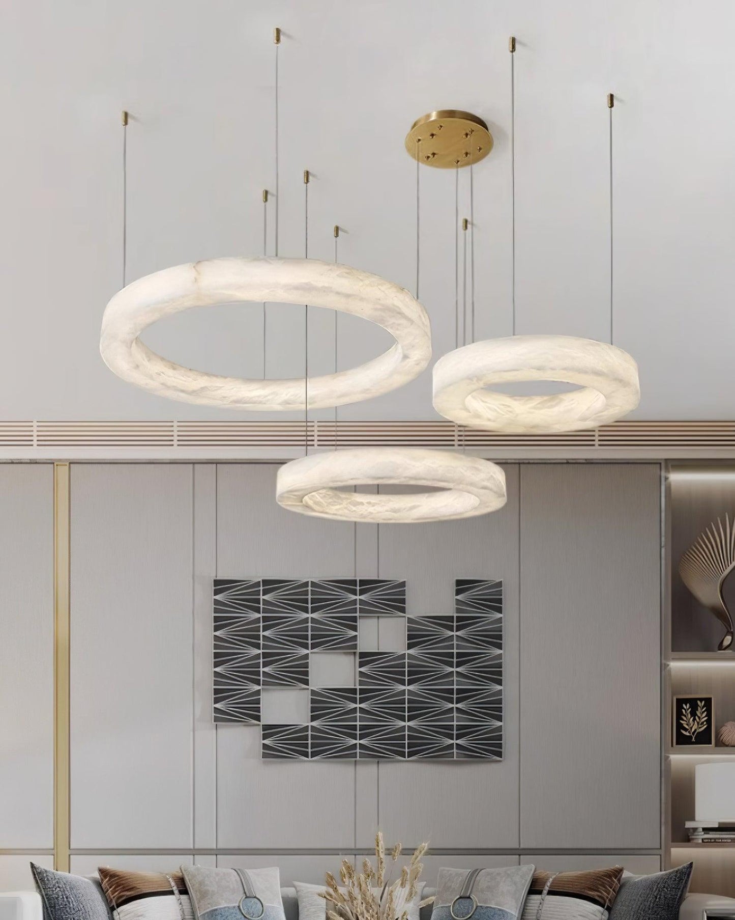 Marika Alabaster Chandelier - Elegant Design with Adjustable Height &