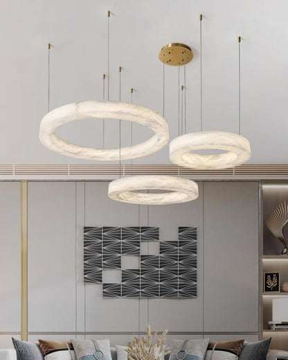 Marika Alabaster Chandelier - Elegant Design with Adjustable Height &