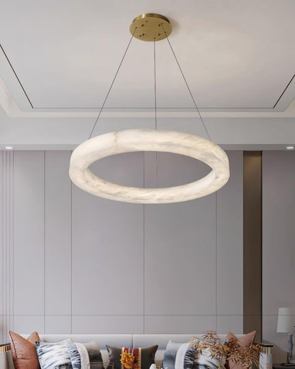 Marika Alabaster Chandelier - Elegant Design with Adjustable Height &