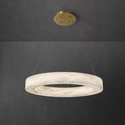 Marika Alabaster Chandelier - Elegant Design with Adjustable Height &