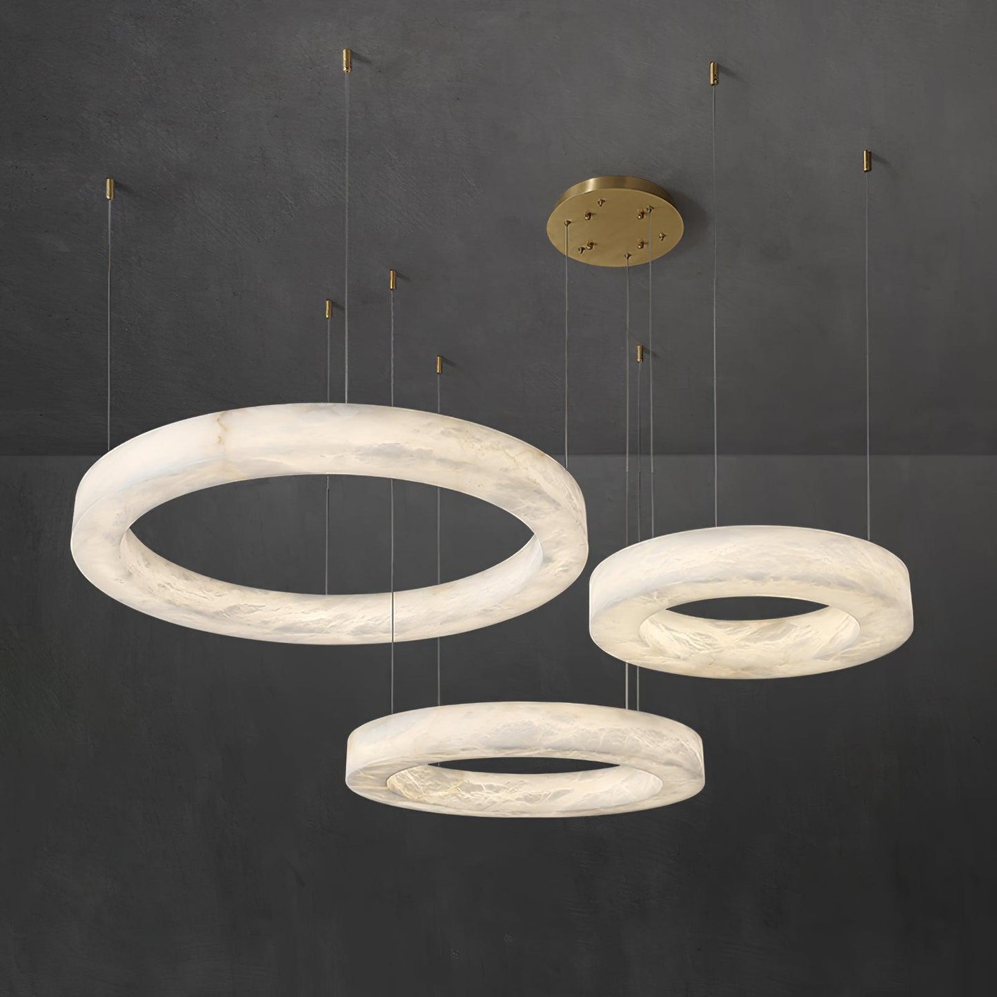 Marika Alabaster Chandelier - Elegant Design with Adjustable Height &