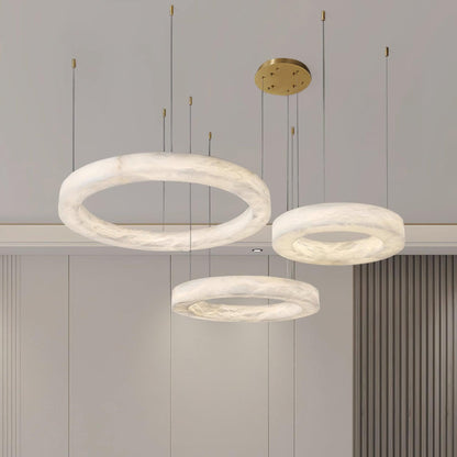 Marika Alabaster Chandelier - Elegant Design with Adjustable Height &