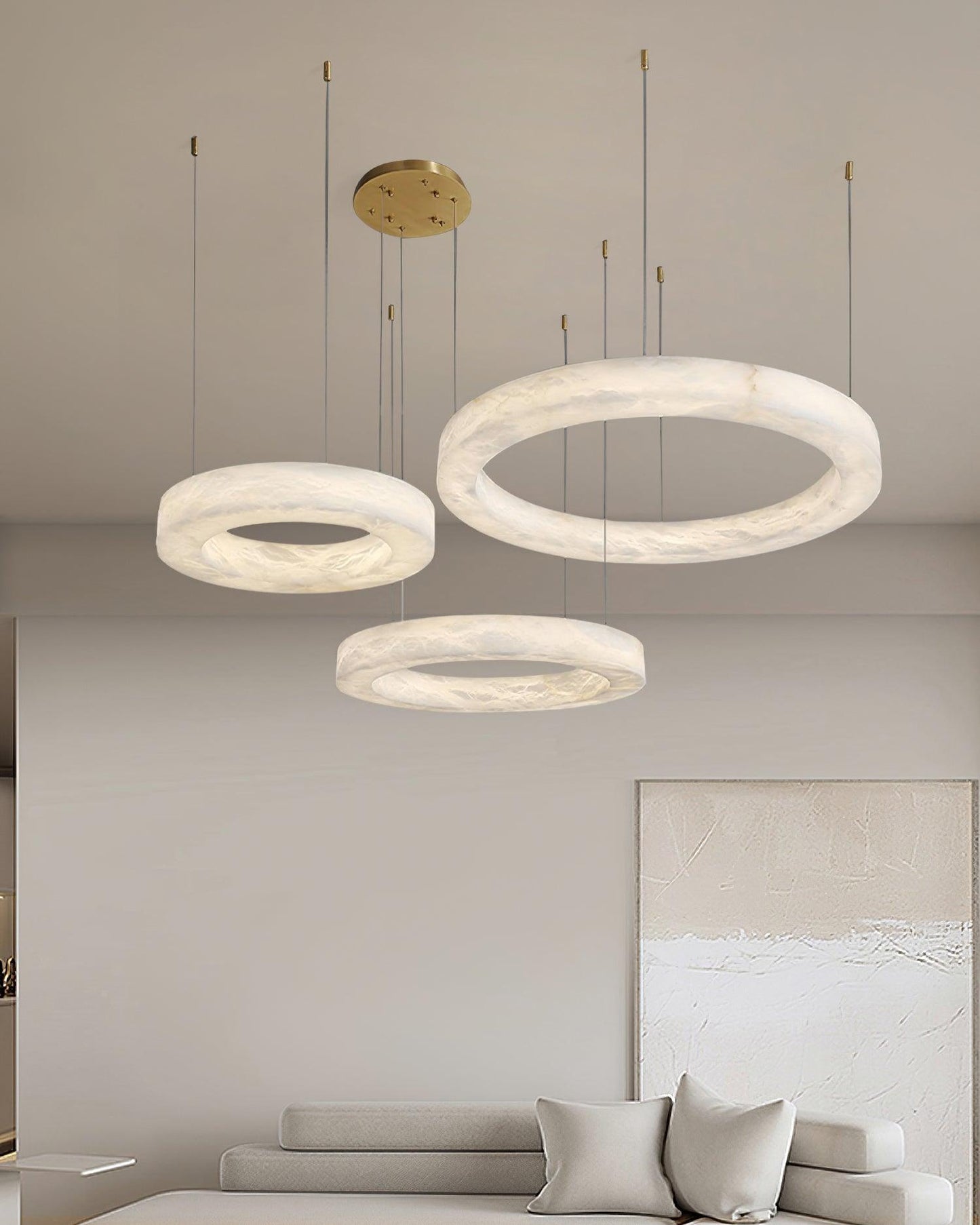 Marika Alabaster Chandelier - Elegant Design with Adjustable Height &