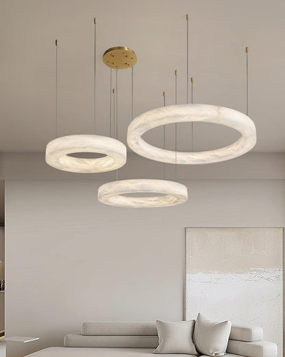 Marika Alabaster Chandelier - Elegant Design with Adjustable Height &