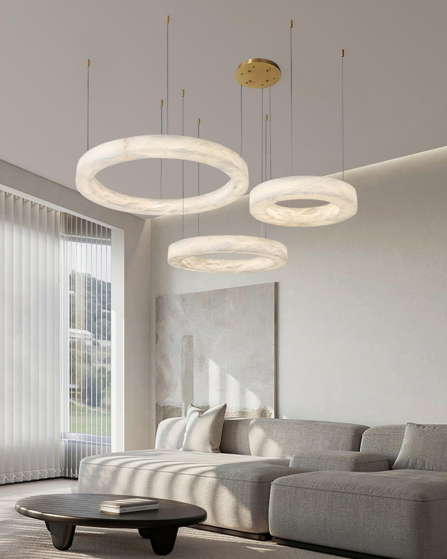 Marika Alabaster Chandelier - Elegant Design with Adjustable Height &