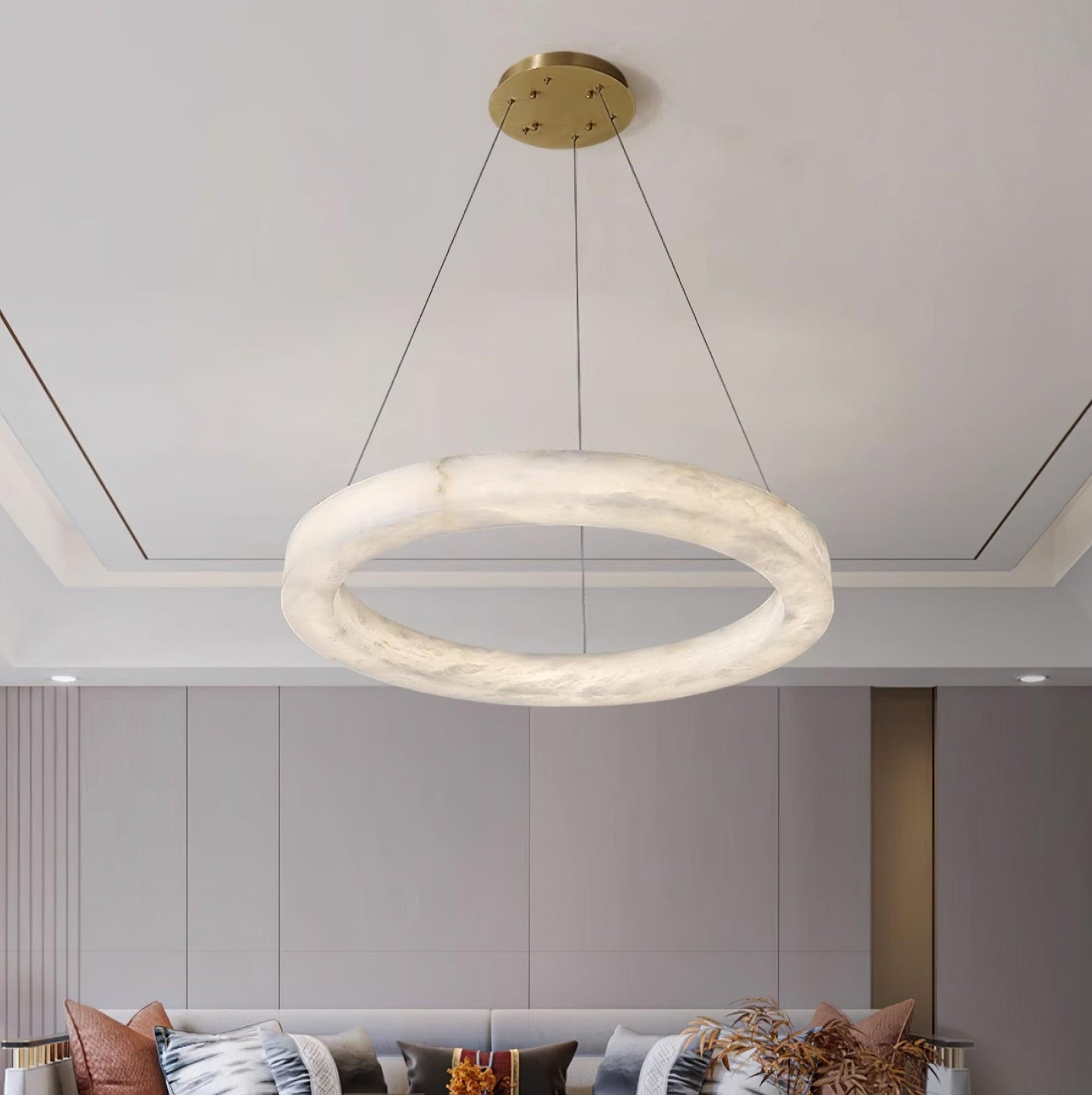 Marika Alabaster Chandelier - Elegant Design with Adjustable Height &