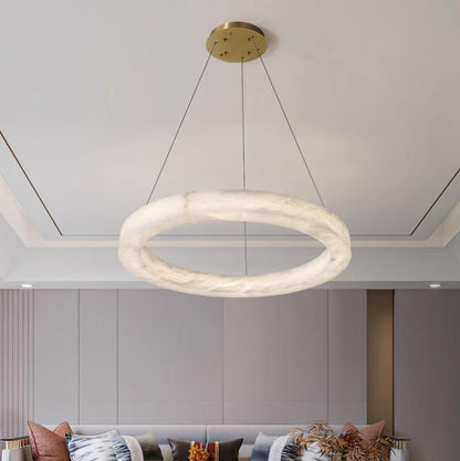 Marika Alabaster Chandelier - Elegant Design with Adjustable Height &