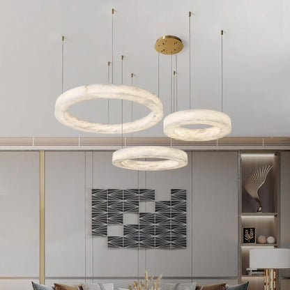 Marika Alabaster Chandelier - Elegant Design with Adjustable Height &