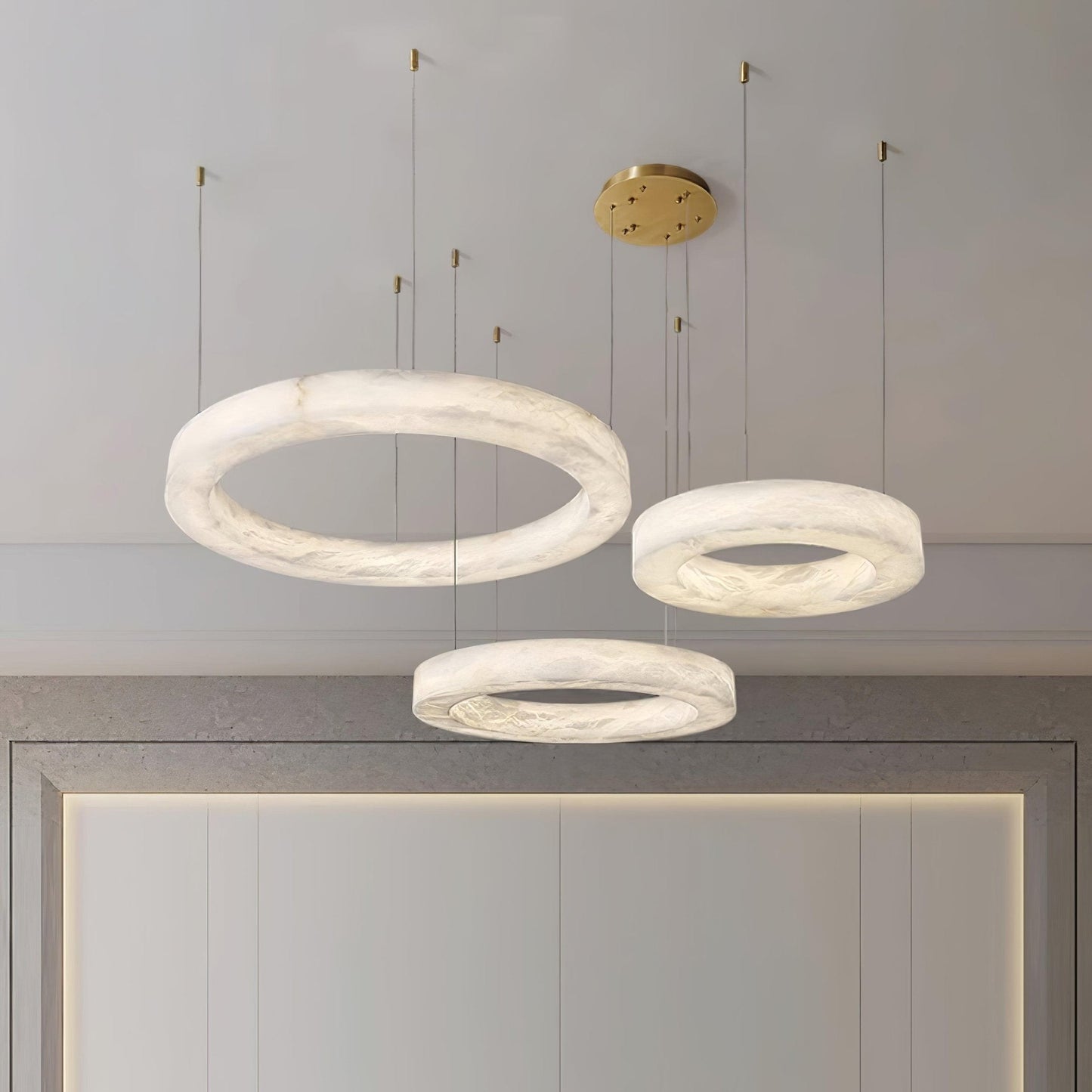 Marika Alabaster Chandelier - Elegant Design with Adjustable Height &
