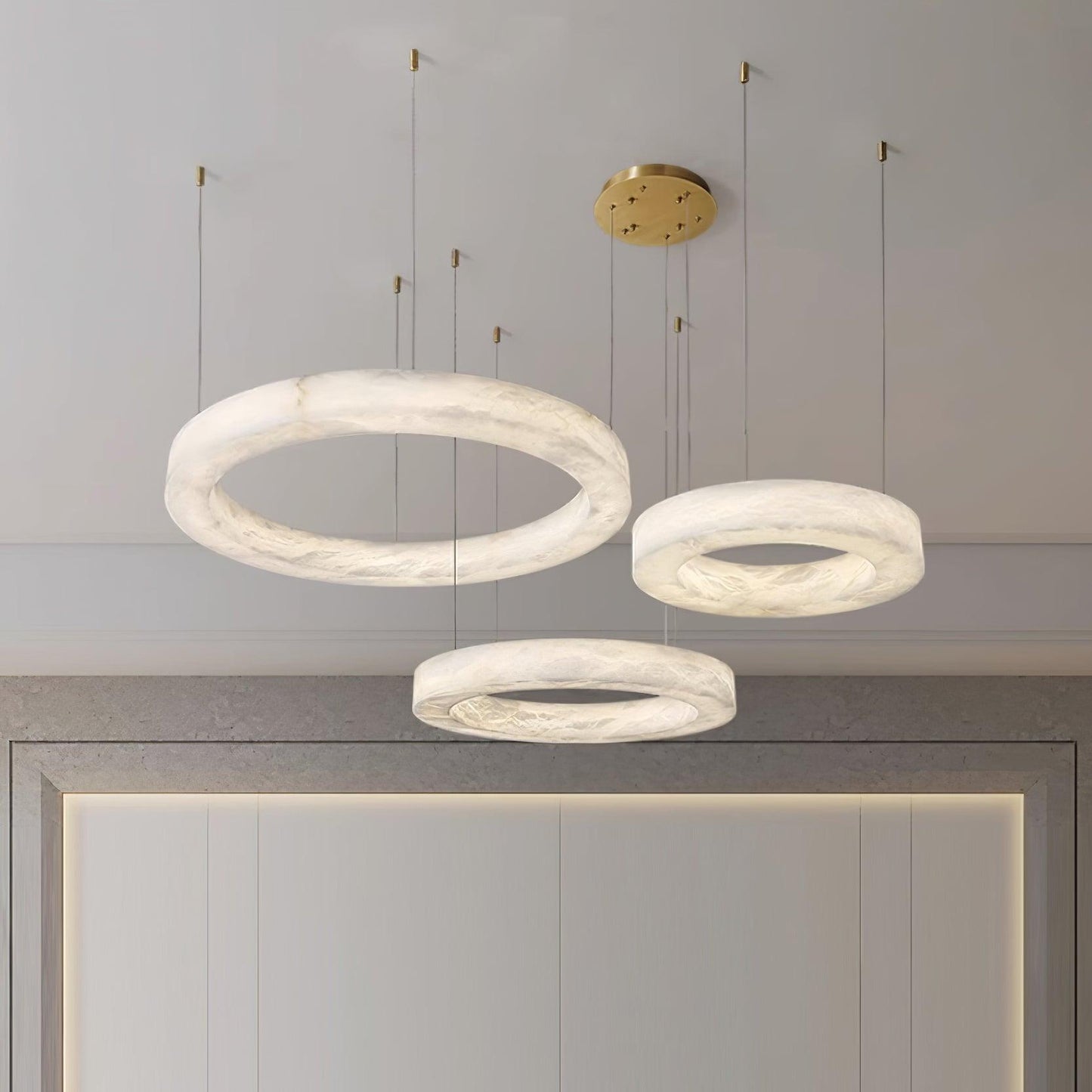 Marika Alabaster Chandelier - Elegant Design with Adjustable Height &
