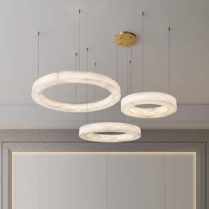 Marika Alabaster Chandelier - Elegant Design with Adjustable Height &