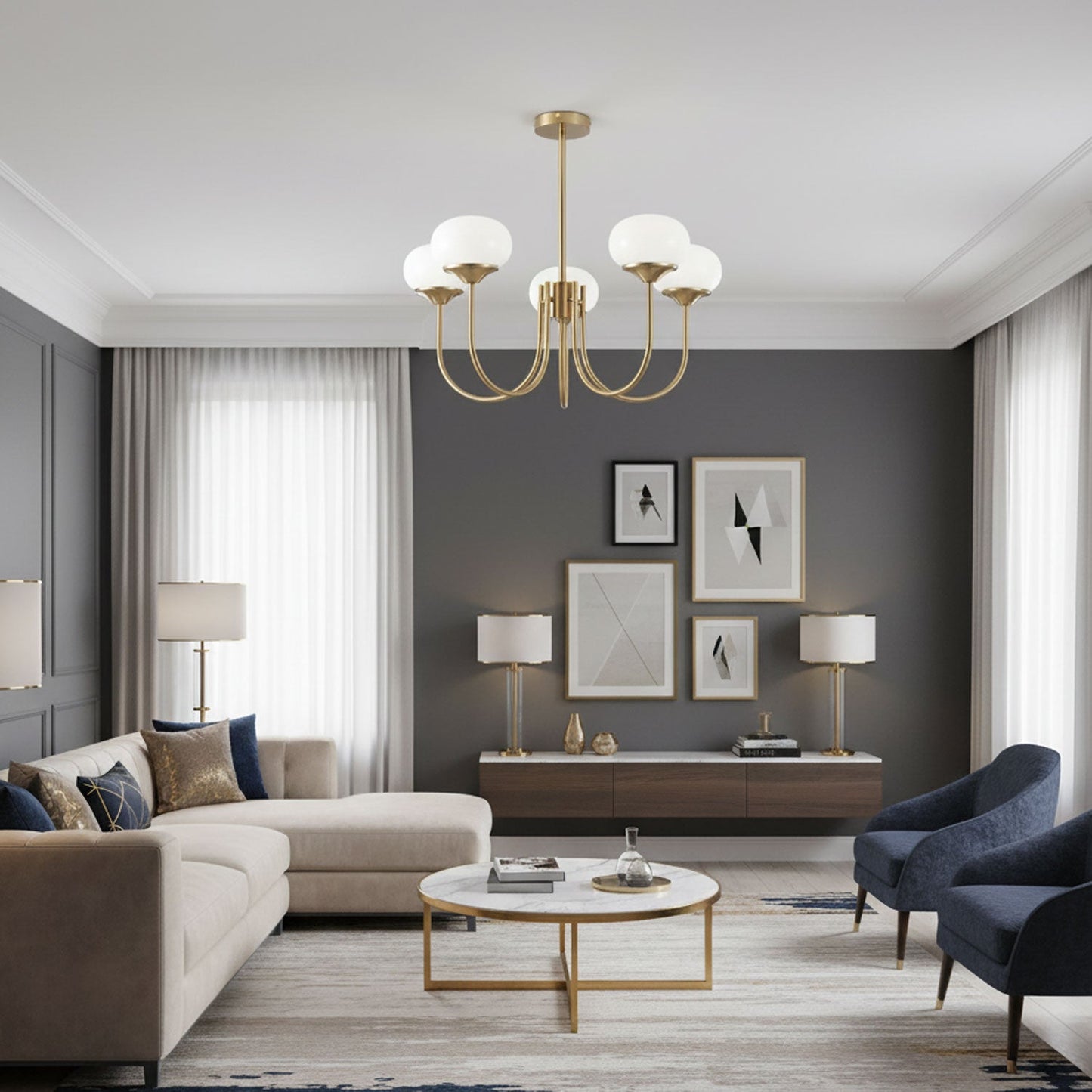 Elegant Marshmallow Chandelier - Adjustable Height, Soft Warm Light