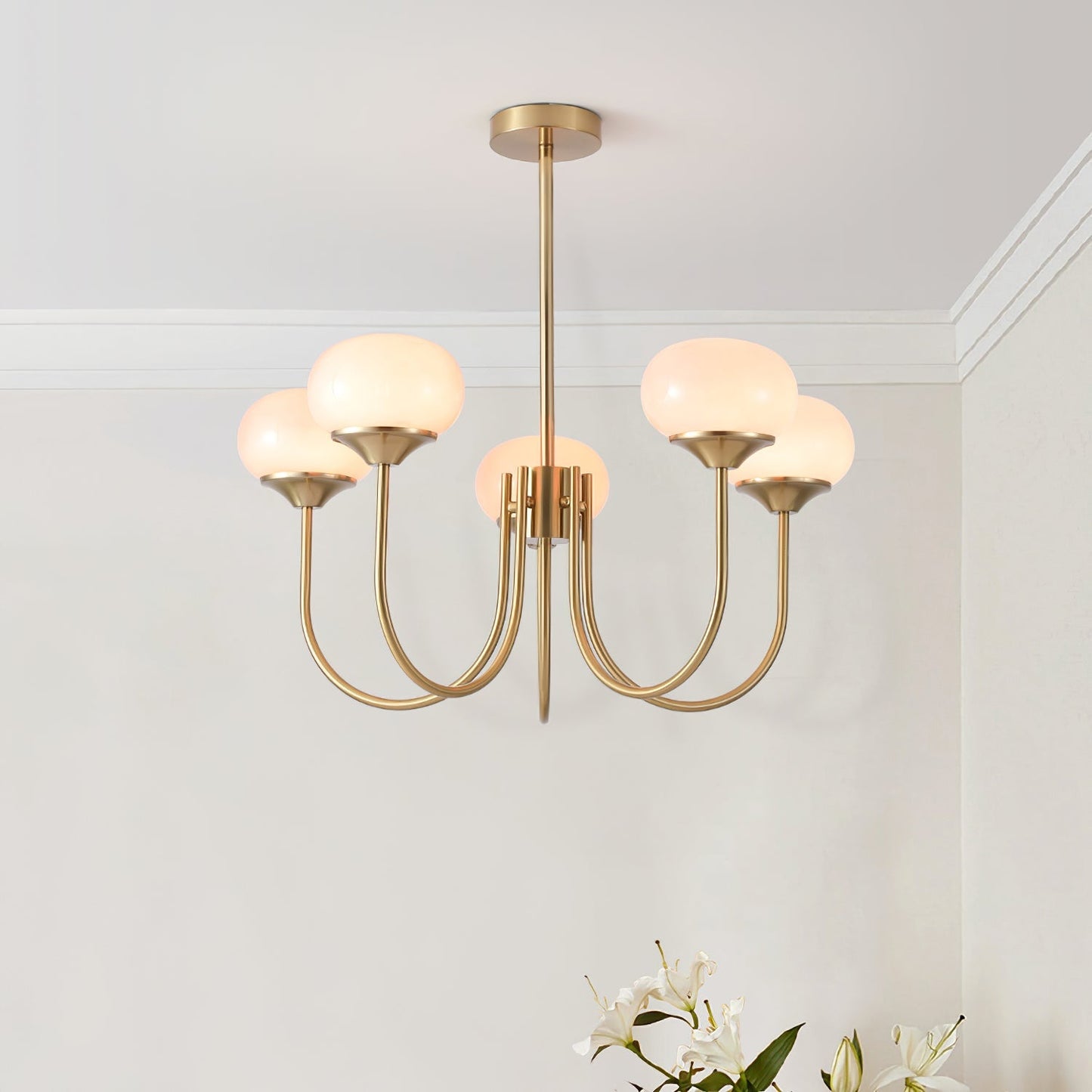 Elegant Marshmallow Chandelier - Adjustable Height, Soft Warm Light
