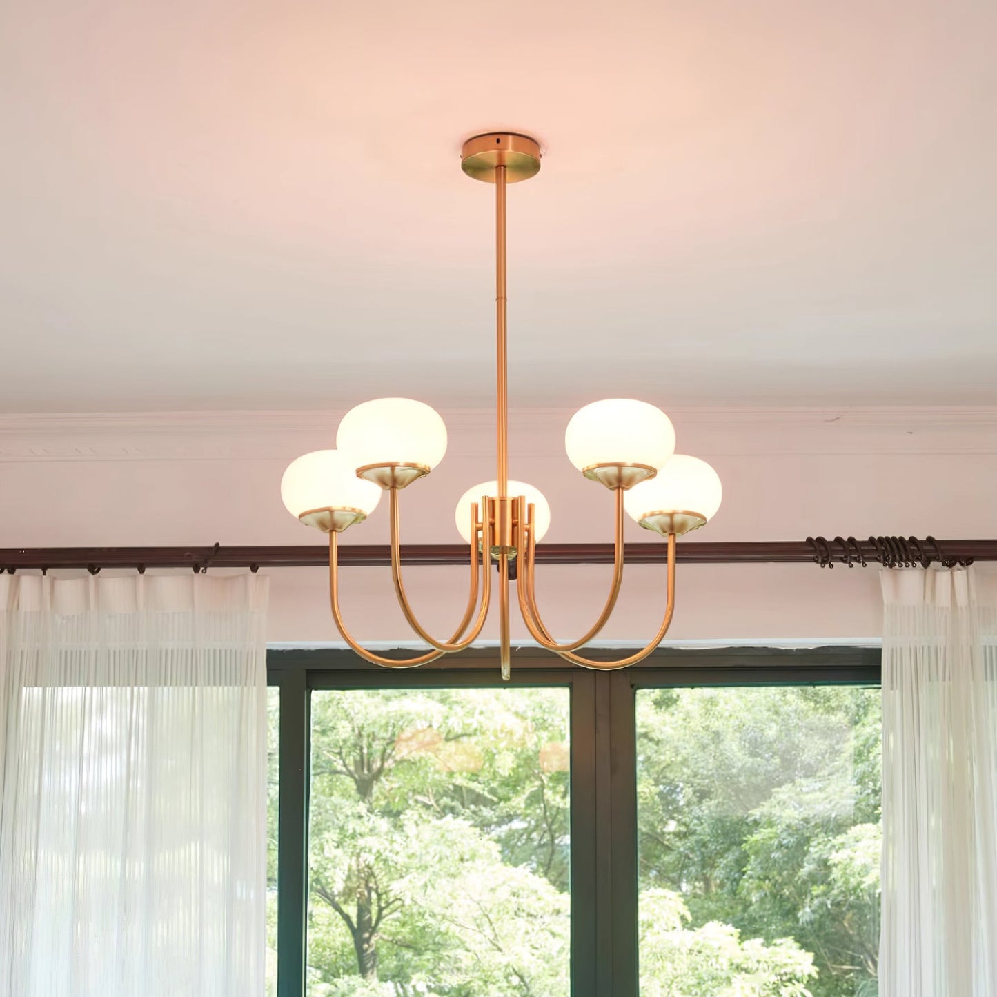 Elegant Marshmallow Chandelier - Adjustable Height, Soft Warm Light