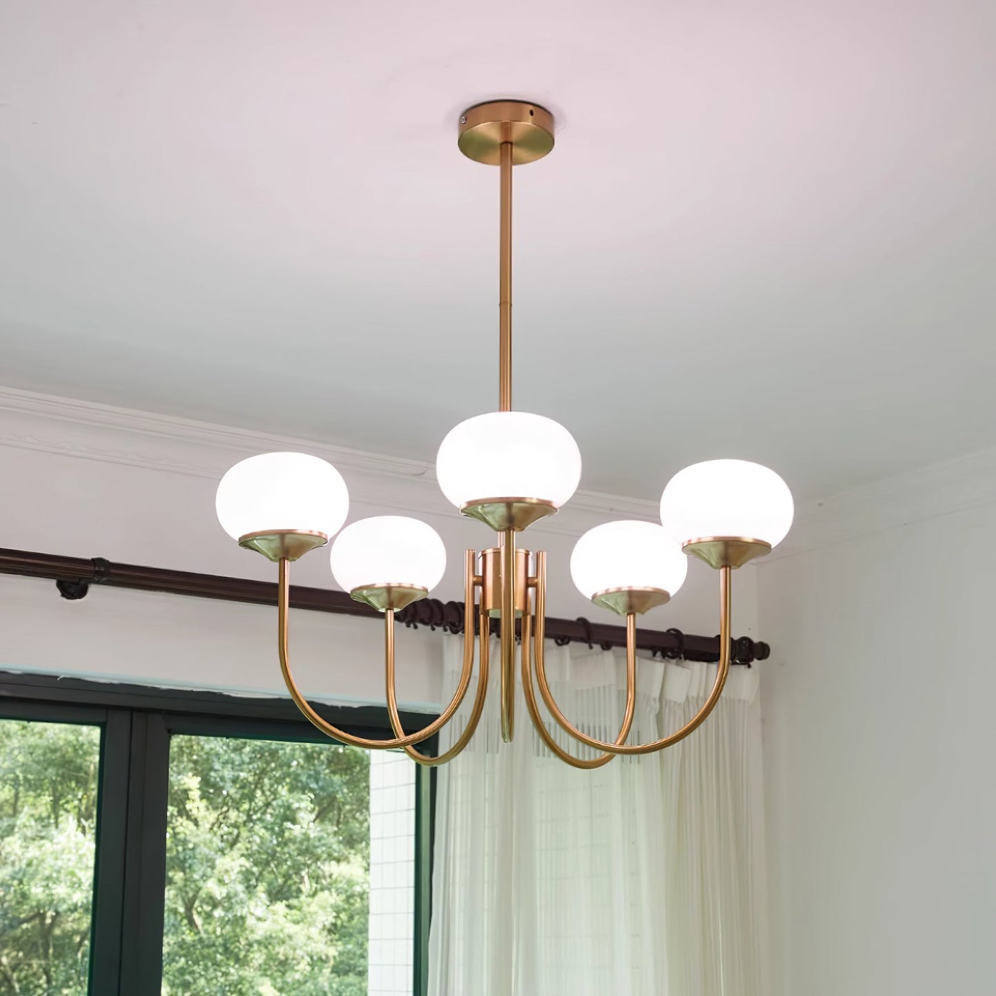Elegant Marshmallow Chandelier - Adjustable Height, Soft Warm Light