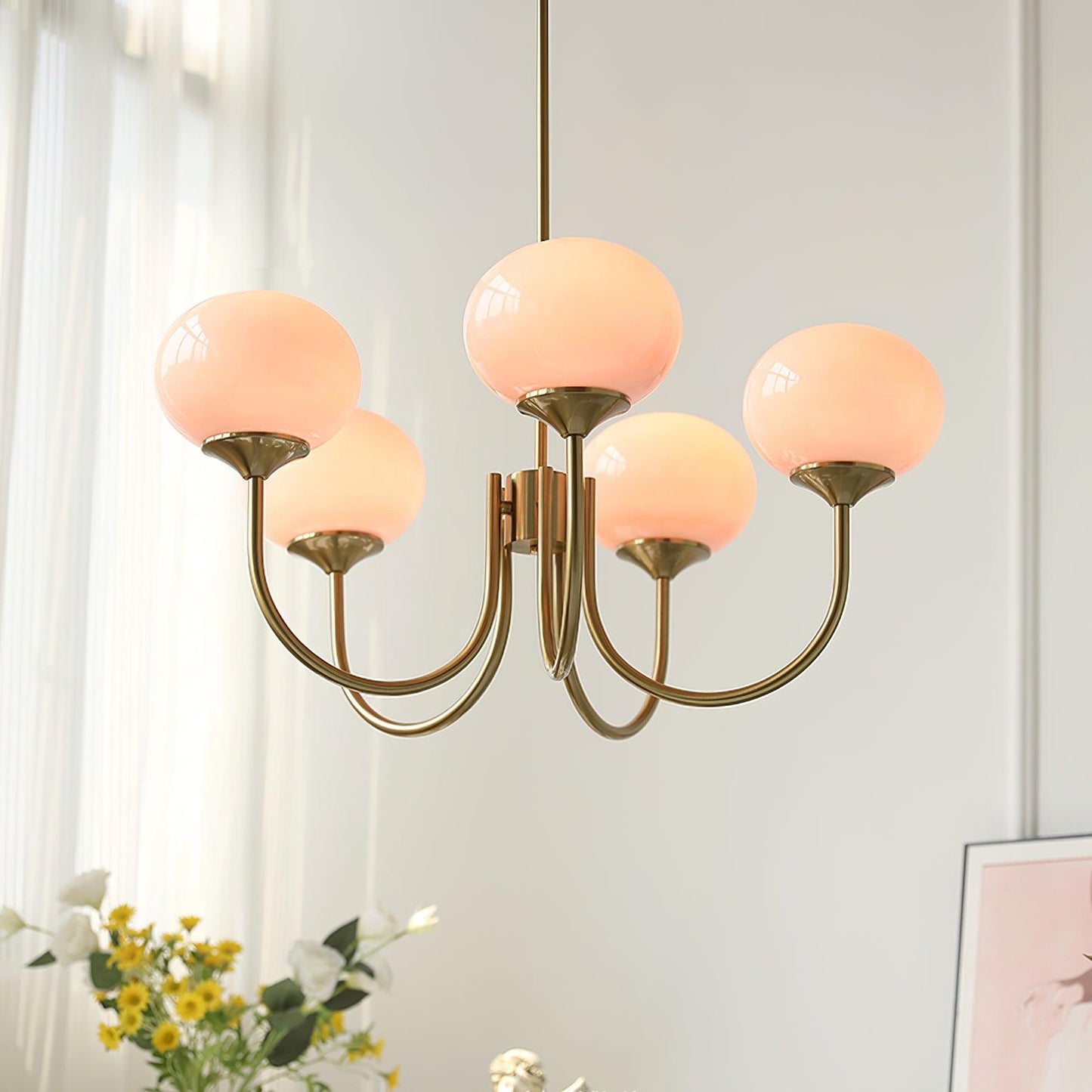 Elegant Marshmallow Chandelier - Adjustable Height, Soft Warm Light