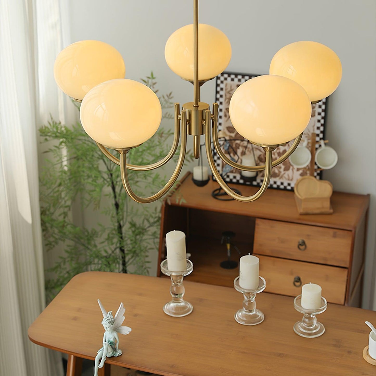 Elegant Marshmallow Chandelier - Adjustable Height, Soft Warm Light