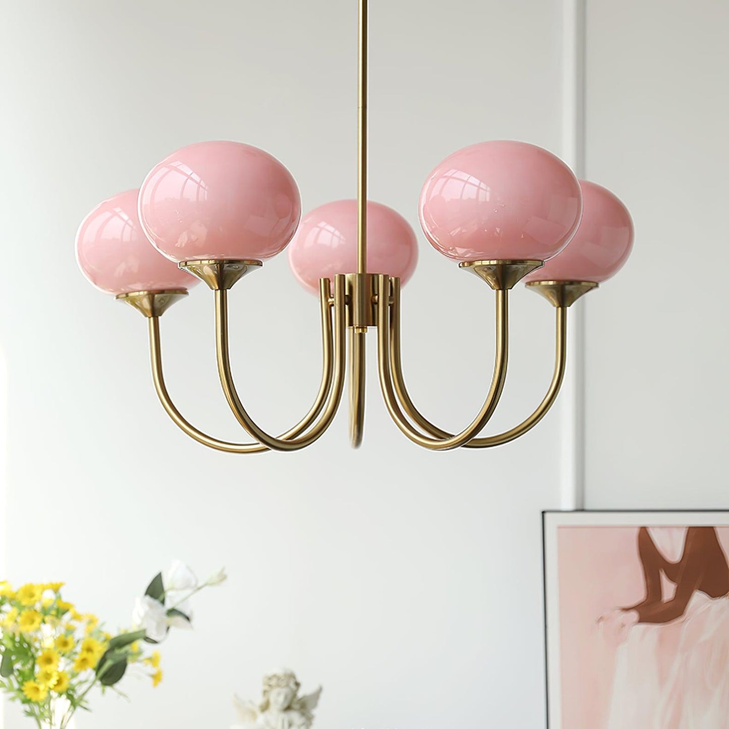 Elegant Marshmallow Chandelier - Adjustable Height, Soft Warm Light