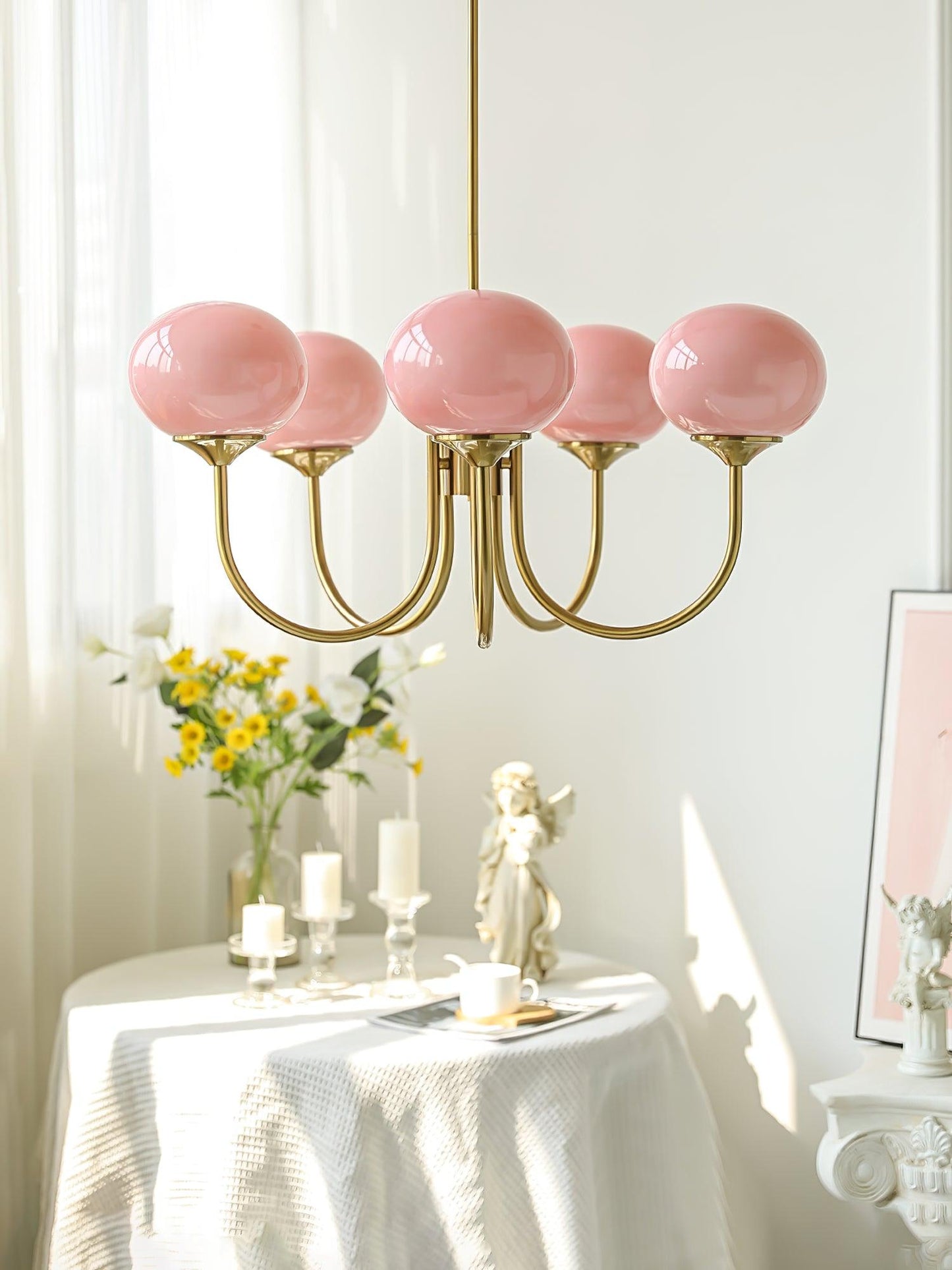 Elegant Marshmallow Chandelier - Adjustable Height, Soft Warm Light