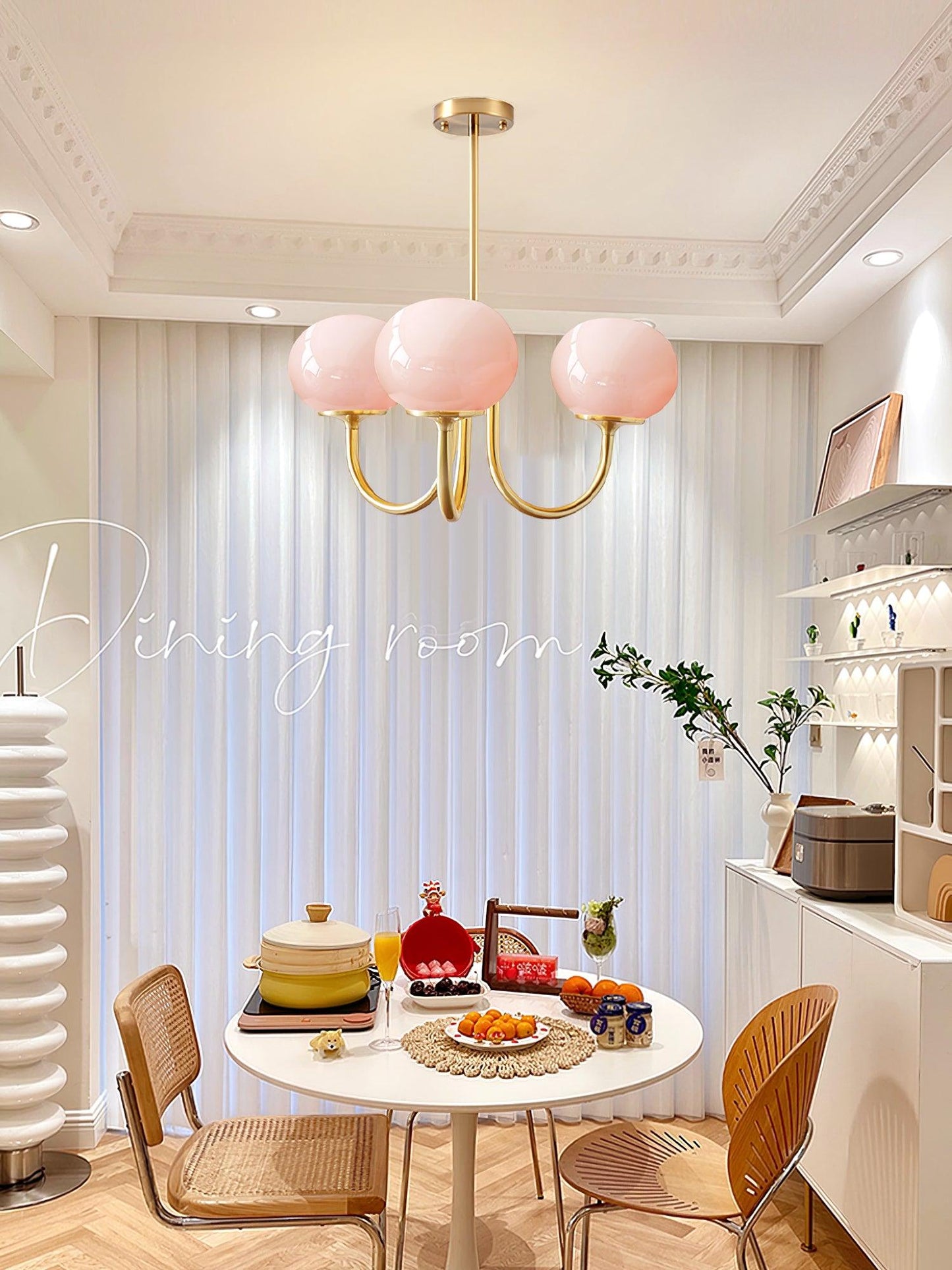 Elegant Marshmallow Chandelier - Adjustable Height, Soft Warm Light