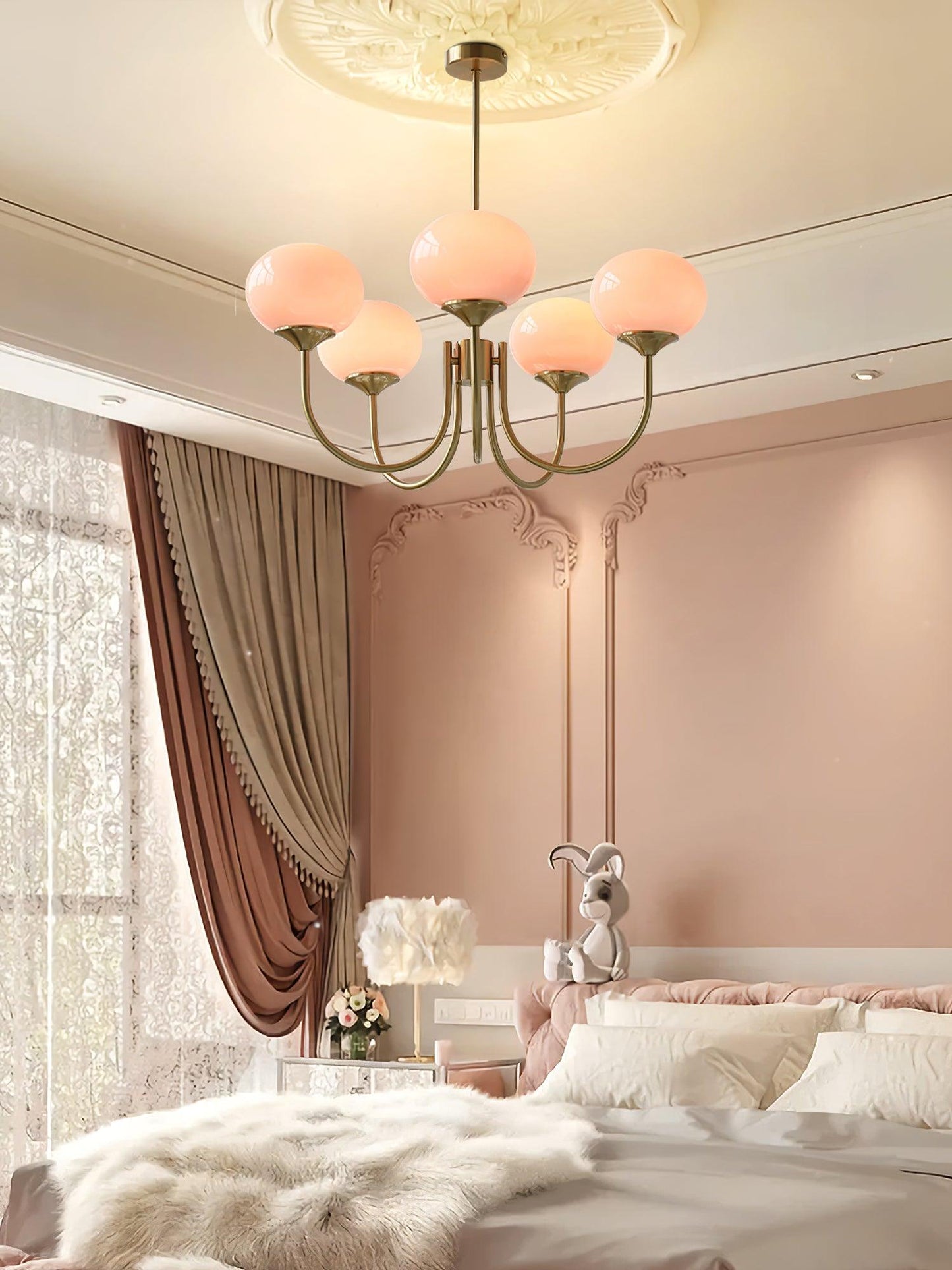 Elegant Marshmallow Chandelier - Adjustable Height, Soft Warm Light