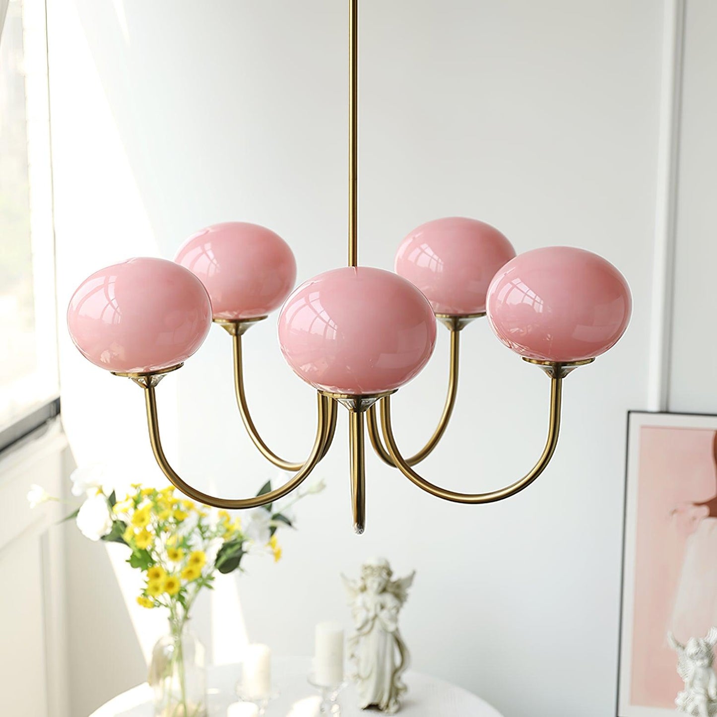 Elegant Marshmallow Chandelier - Adjustable Height, Soft Warm Light