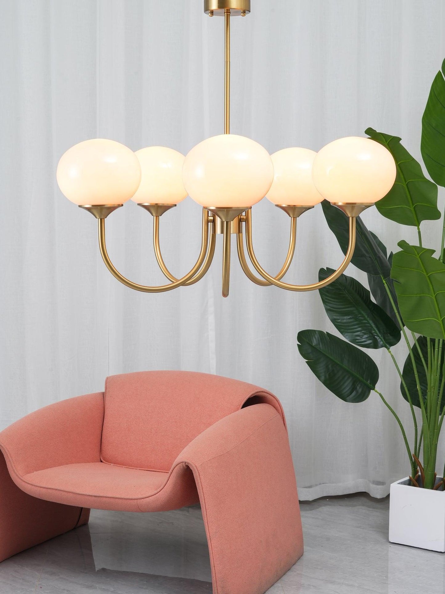 Elegant Marshmallow Chandelier - Adjustable Height, Soft Warm Light