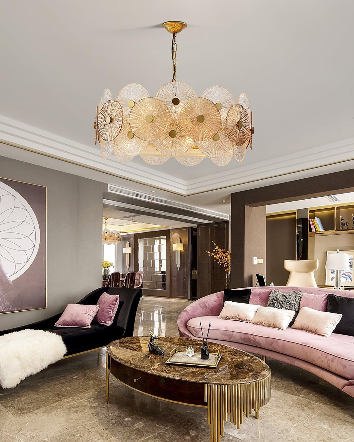 Aster Crystal Chandelier - Elegant Design with Adjustable Height & LED