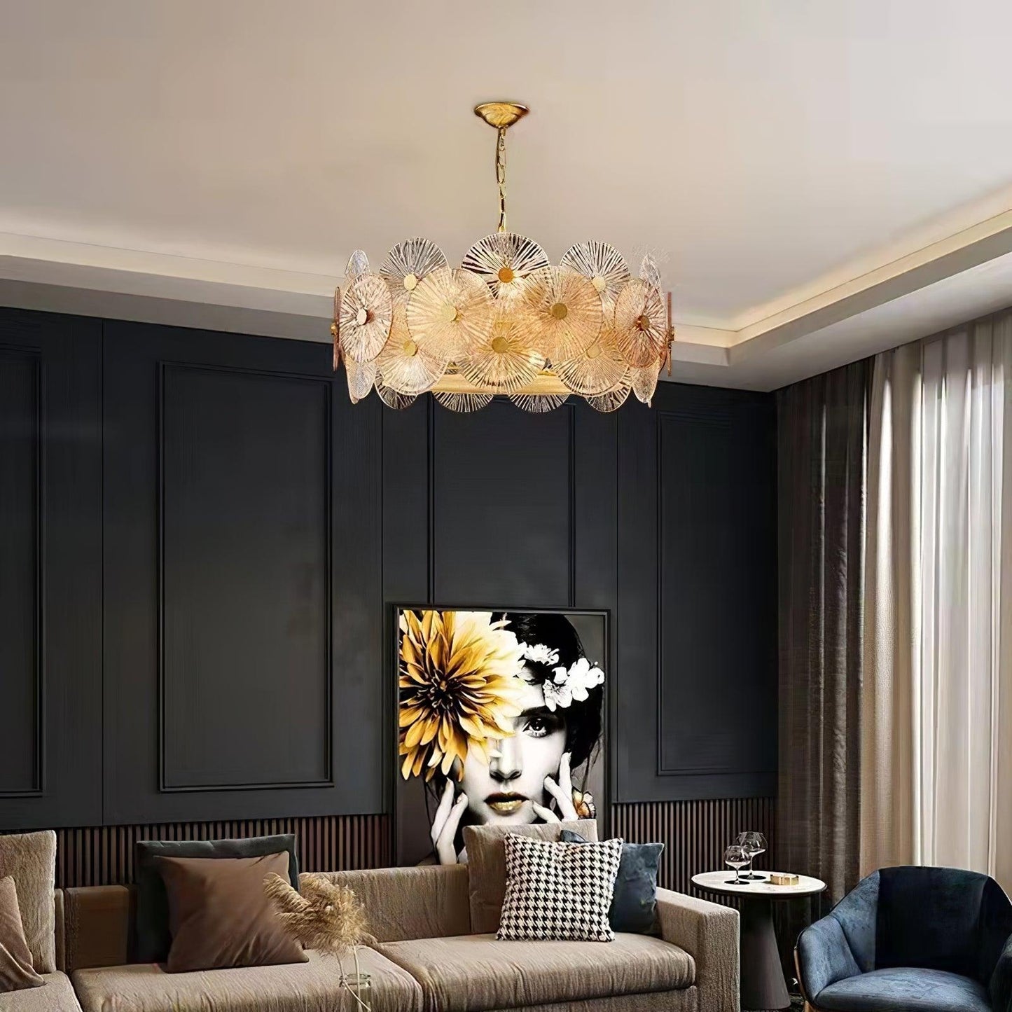 Aster Crystal Chandelier - Elegant Design with Adjustable Height & LED