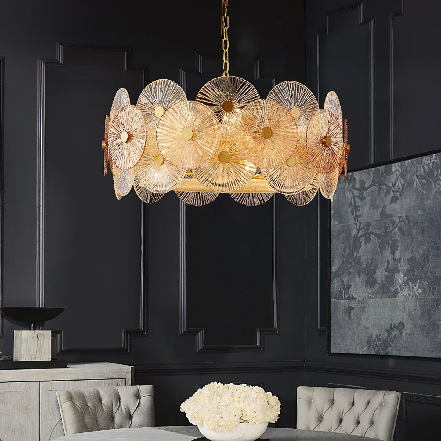 Aster Crystal Chandelier - Elegant Design with Adjustable Height & LED