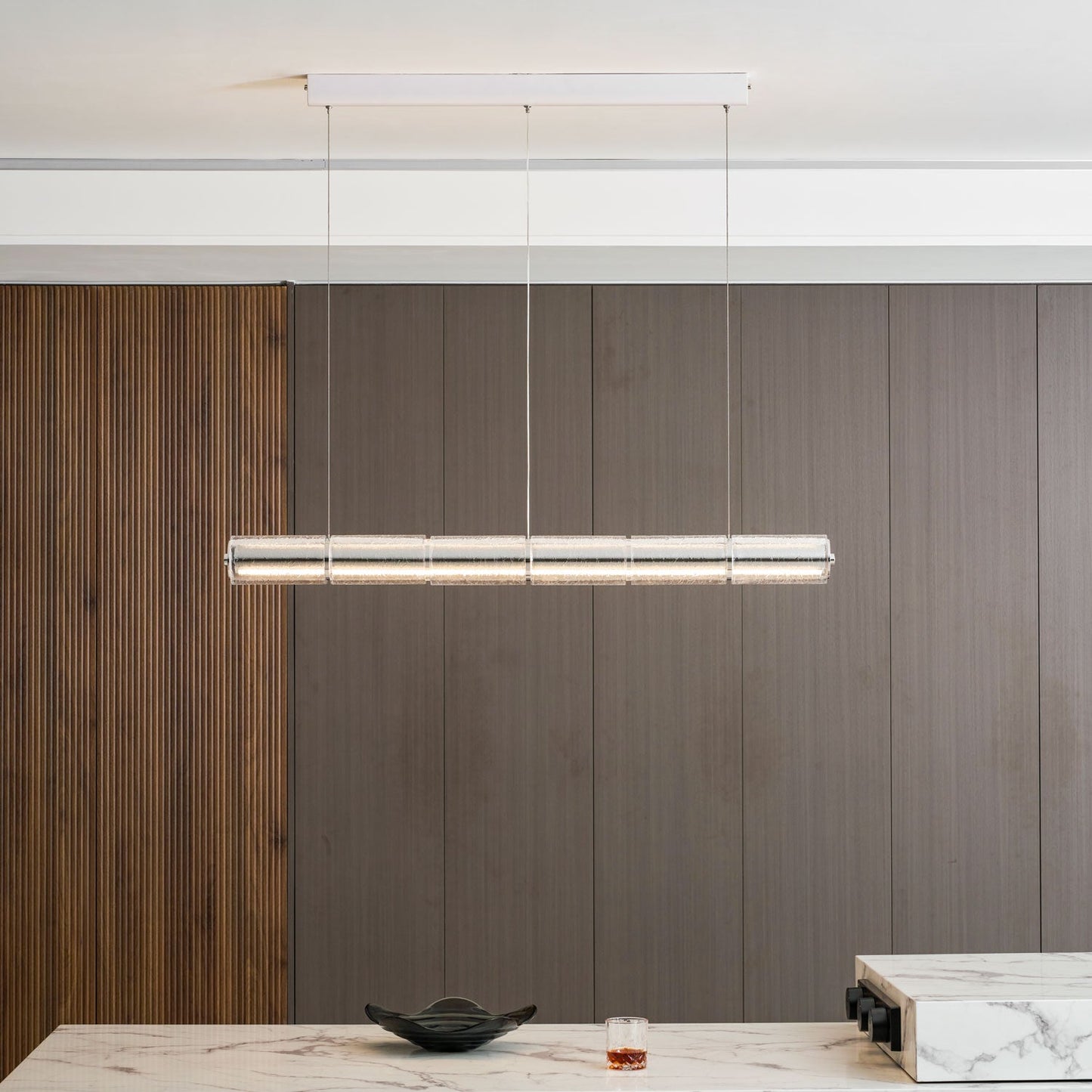 Mcdade Segmented Glass Chandelier - Elegant Design, Adjustable Height