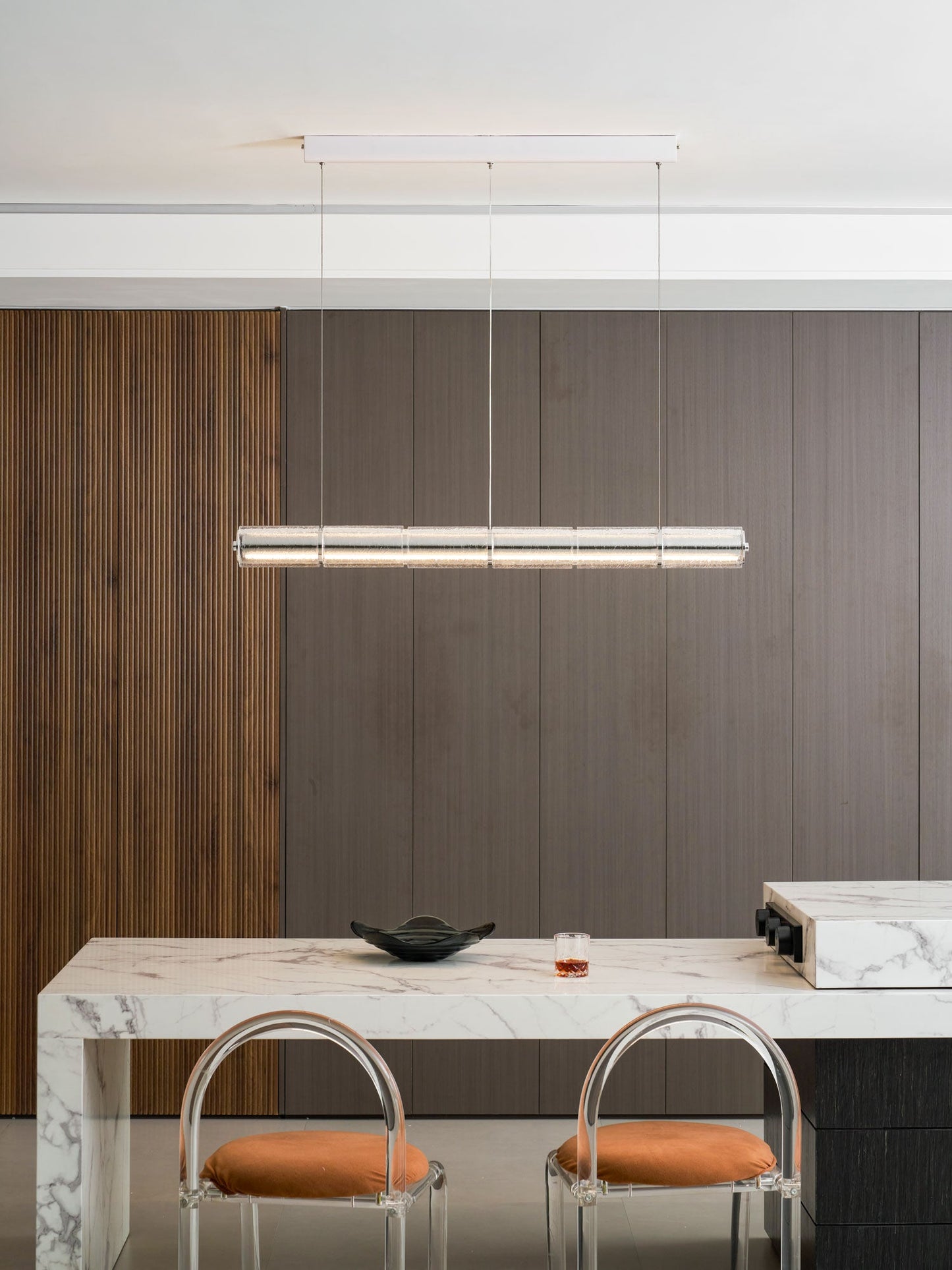 Mcdade Segmented Glass Chandelier - Elegant Design, Adjustable Height