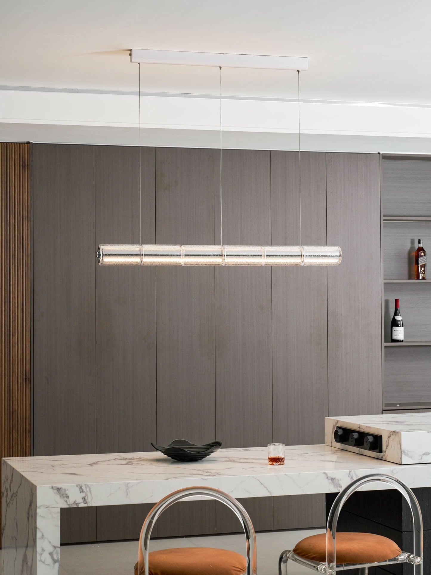 Mcdade Segmented Glass Chandelier - Elegant Design, Adjustable Height