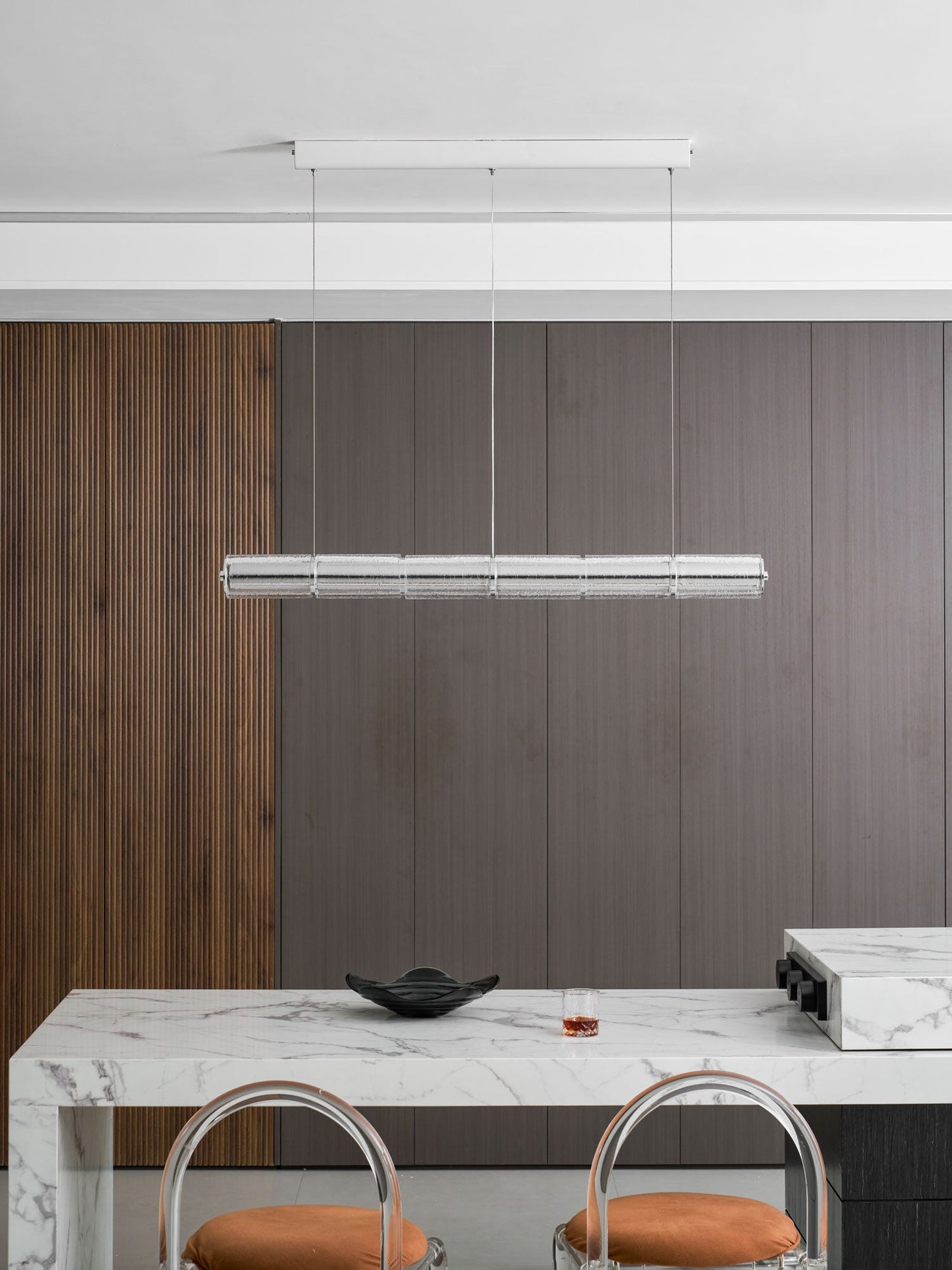 Mcdade Segmented Glass Chandelier - Elegant Design, Adjustable Height