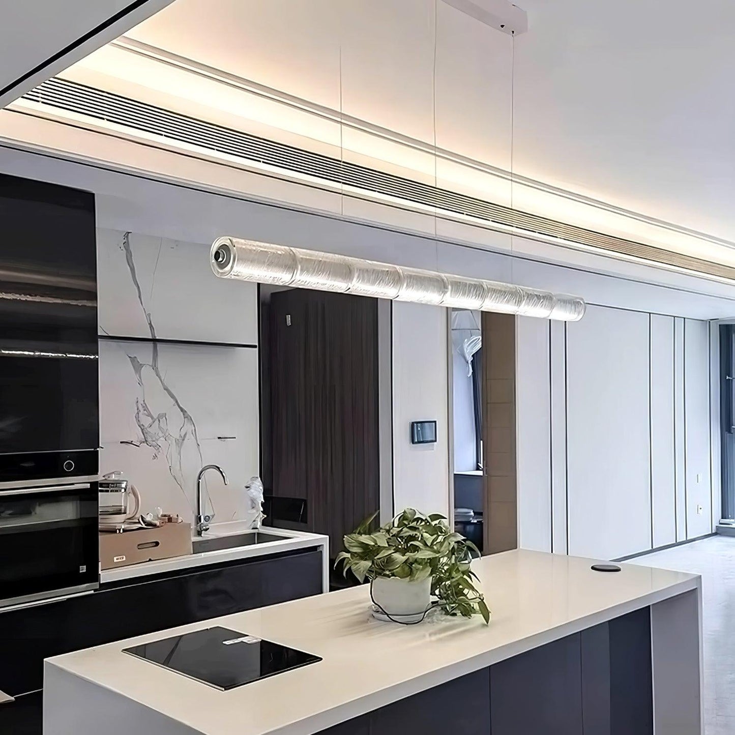 Mcdade Segmented Glass Chandelier - Elegant Design, Adjustable Height