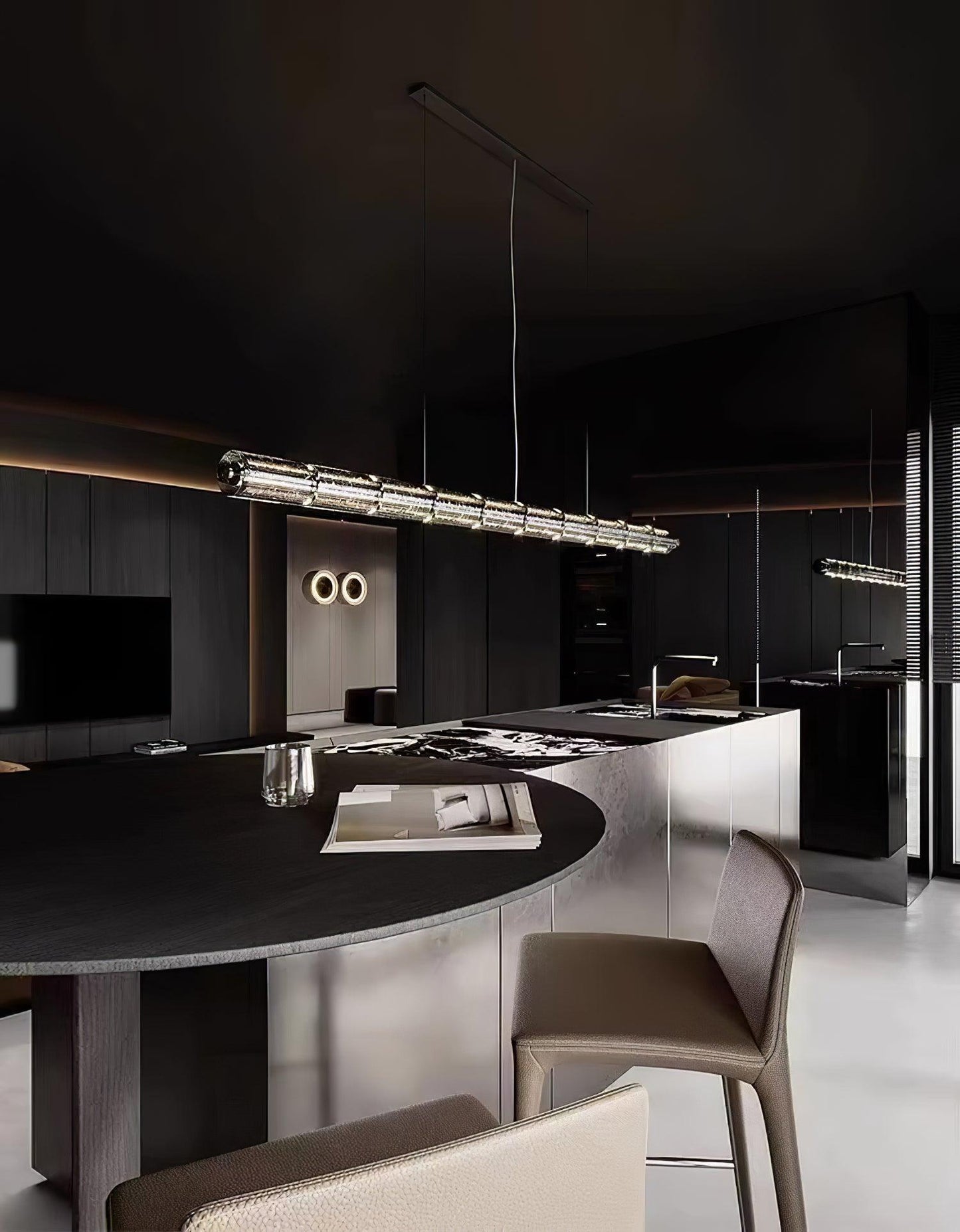 Mcdade Segmented Glass Chandelier - Elegant Design, Adjustable Height
