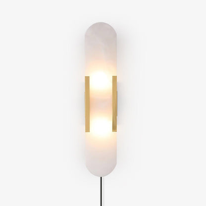 Oblong Alabaster Plug-in Wall Sconce with Adjustable Brightness & Mode