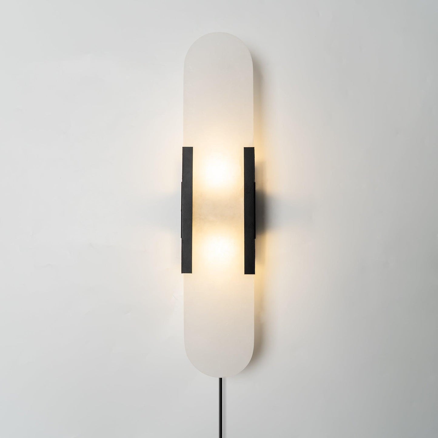 Oblong Alabaster Plug-in Wall Sconce with Adjustable Brightness & Mode
