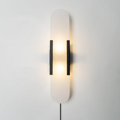 Oblong Alabaster Plug-in Wall Sconce with Adjustable Brightness & Mode