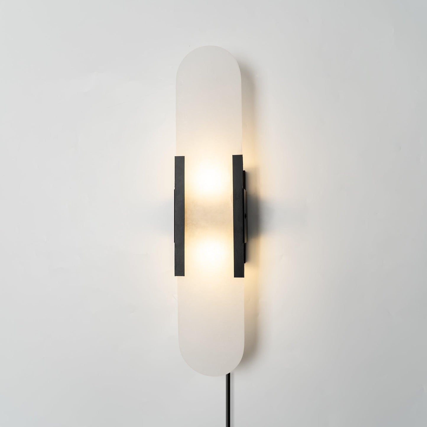 Oblong Alabaster Plug-in Wall Sconce with Adjustable Brightness & Mode