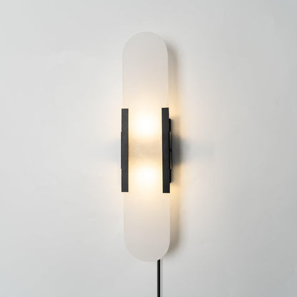 Oblong Alabaster Plug-in Wall Sconce with Adjustable Brightness & Mode