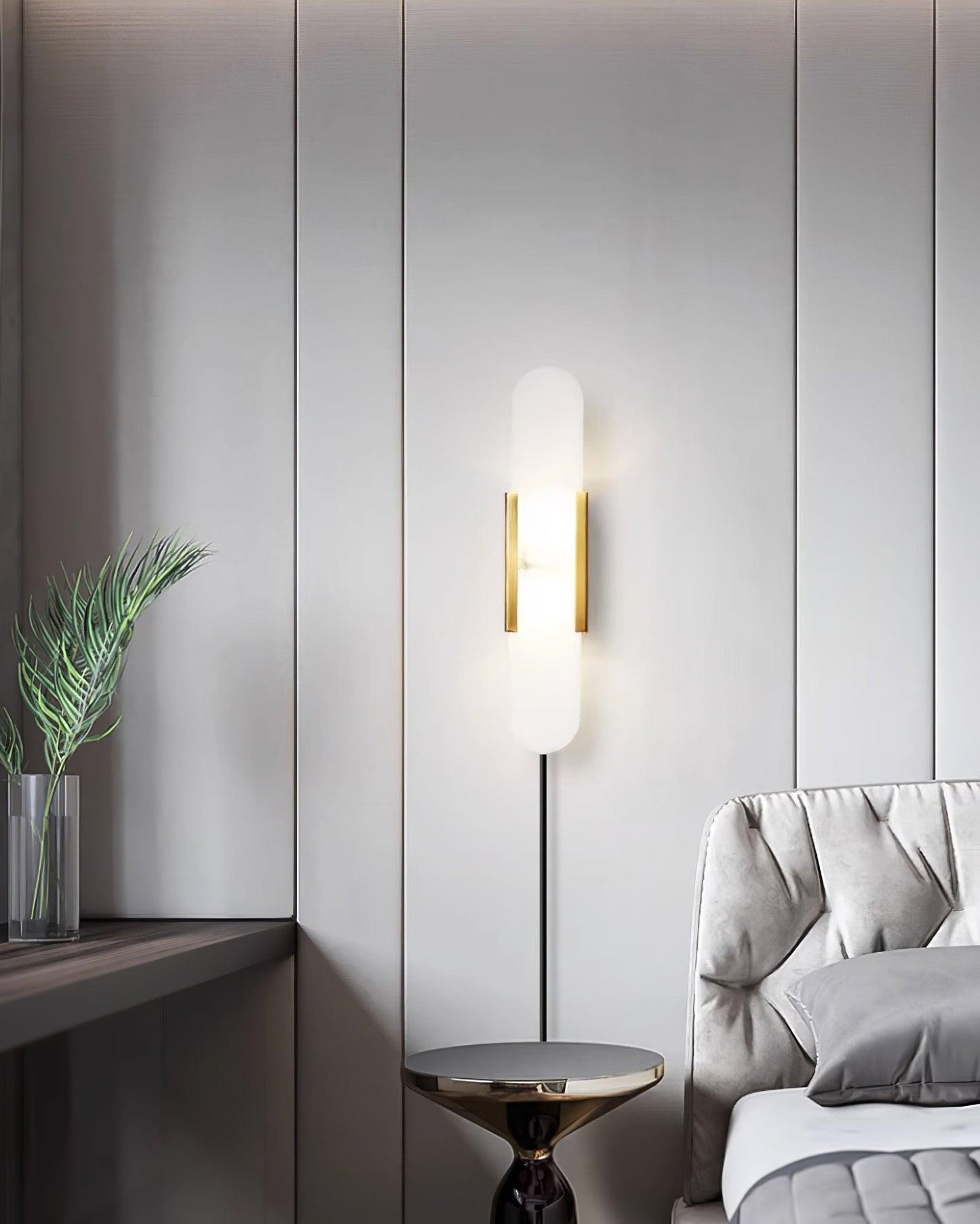 Oblong Alabaster Plug-in Wall Sconce with Adjustable Brightness & Mode