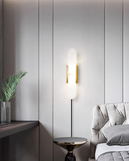 Oblong Alabaster Plug-in Wall Sconce with Adjustable Brightness & Mode