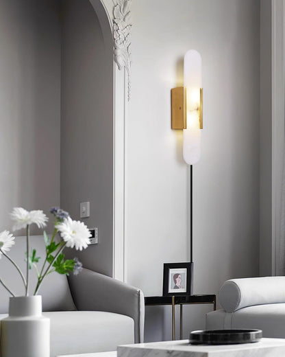 Oblong Alabaster Plug-in Wall Sconce with Adjustable Brightness & Mode