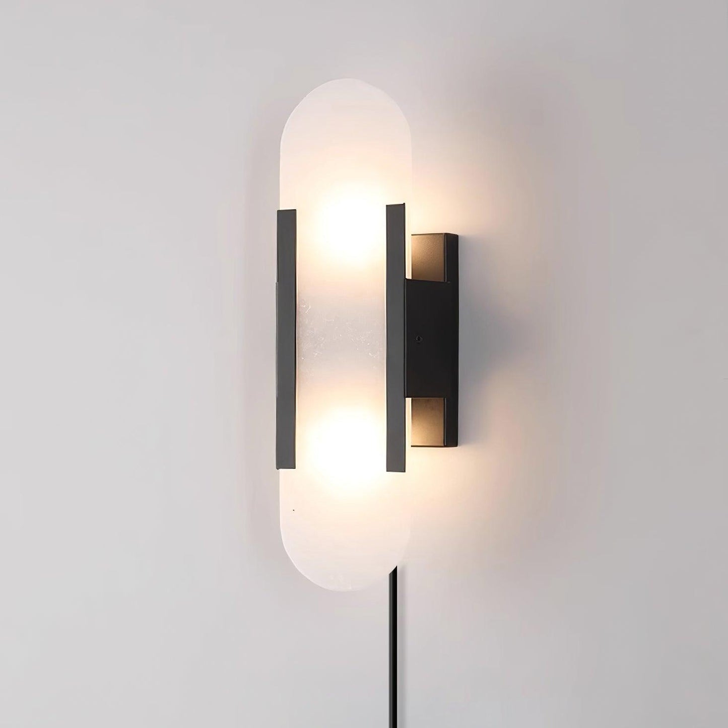 Oblong Alabaster Plug-in Wall Sconce with Adjustable Brightness & Mode