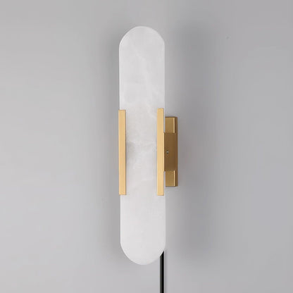 Oblong Alabaster Plug-in Wall Sconce with Adjustable Brightness & Mode